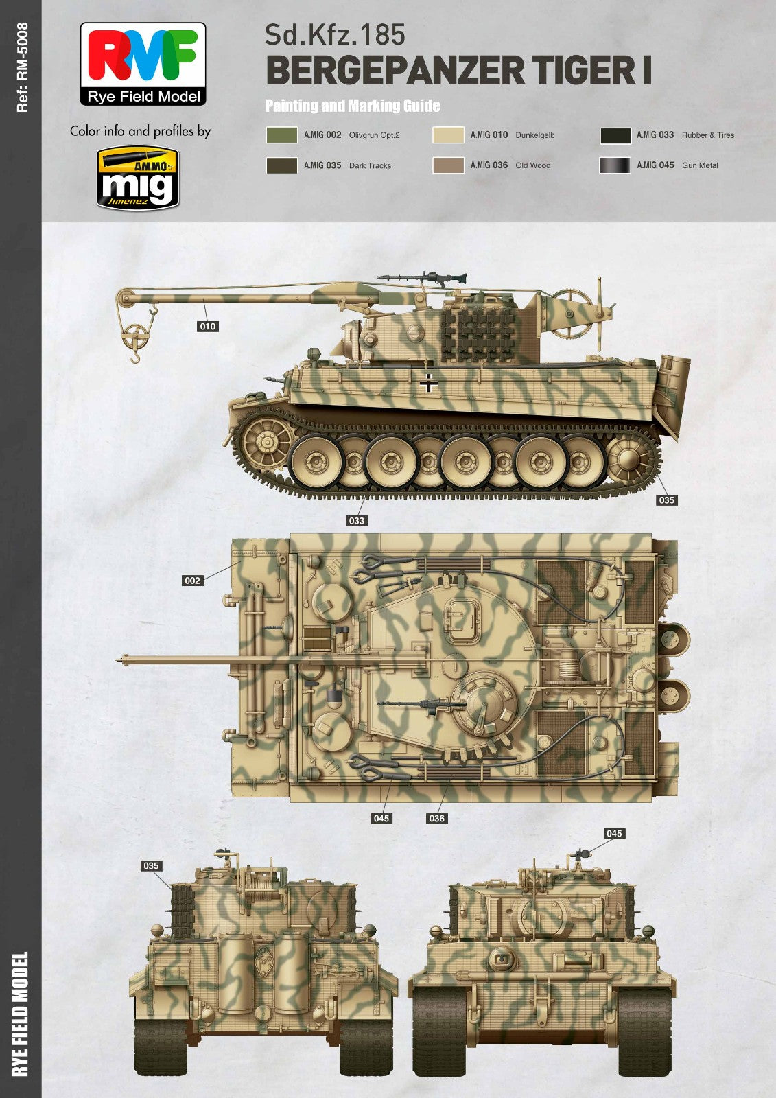RYEFIELD Model 1/35 BERGEPANZER TIGER I PLASTIC MODEL KIT RFM RM-5008