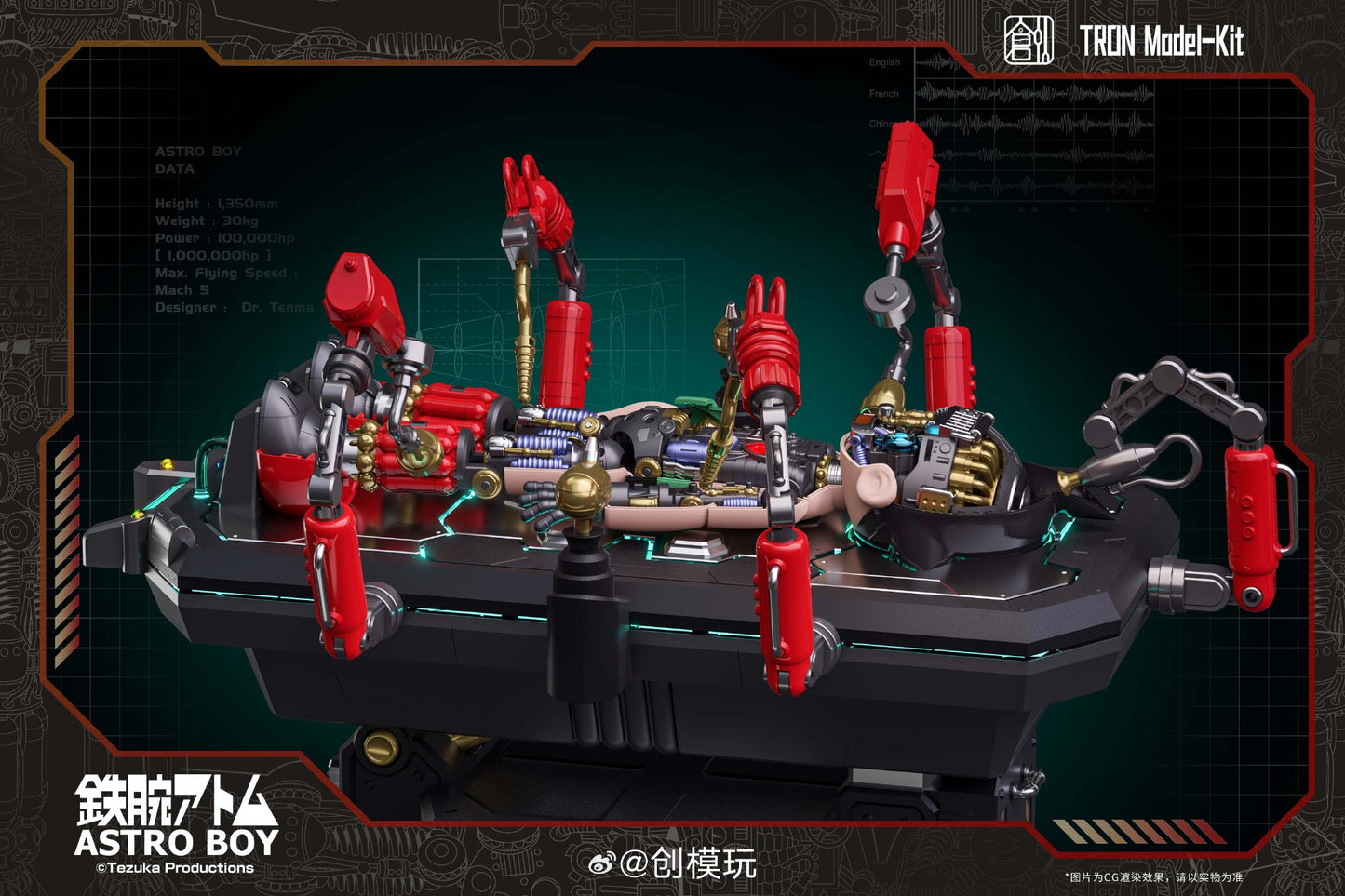 [In Stock] Tron Astro Boy Mighty Atom DX Edition (Simple Level) 30cm Model Kit w/ Assembly Table