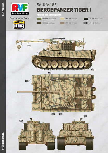 RYEFIELD Model 1/35 BERGEPANZER TIGER I PLASTIC MODEL KIT RFM RM-5008