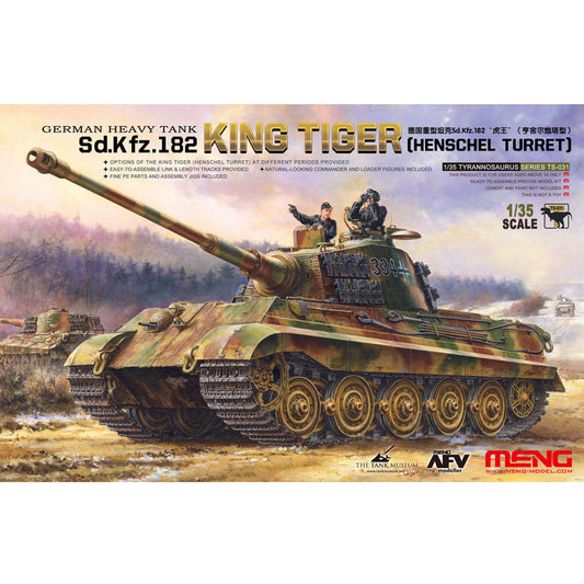 [In Stock] Meng 1/35 GERMAN HEAVY TANK Sd.Kfz.182 KING TIGER (HENSCHEL TURRET) Plastic Model Kit TS-031