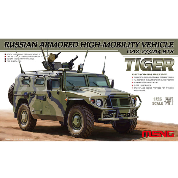 Meng 1/35 RUSSIAN ARMORED HIGH-MOBILITY VEHICLE GAZ-233014 STS “TIGER” Plastic Model Kit VS-003
